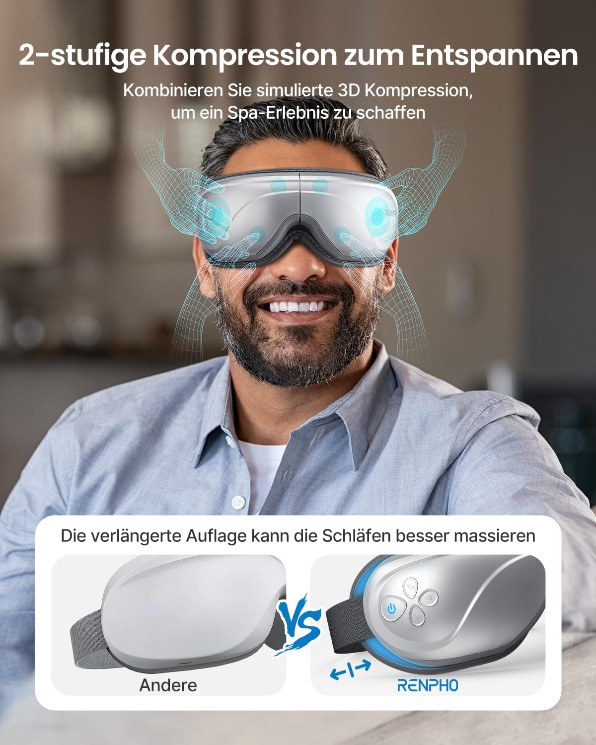 RENPHO Augenmassagegerät mit Wärme & Kompression, Ideales Wellness Geschenk – Bild 3