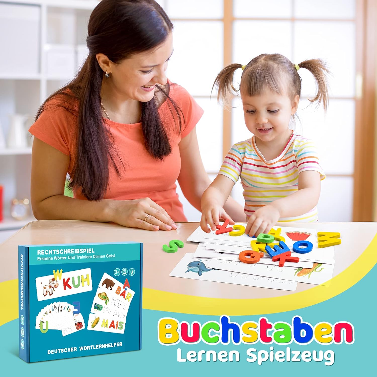 Qukir Buchstaben Lernen Lernspiele, Montessori Spielzeug ab 3 Jahre Vorschule Spiele ab 2 3 4 5 6 7 Jahren Jungen und Mädchen Geschenk Junge 3 4 5 6 Jahre Lernspiele ab 3 4 5 6 Jahre Kinderspielzeug – Bild 3
