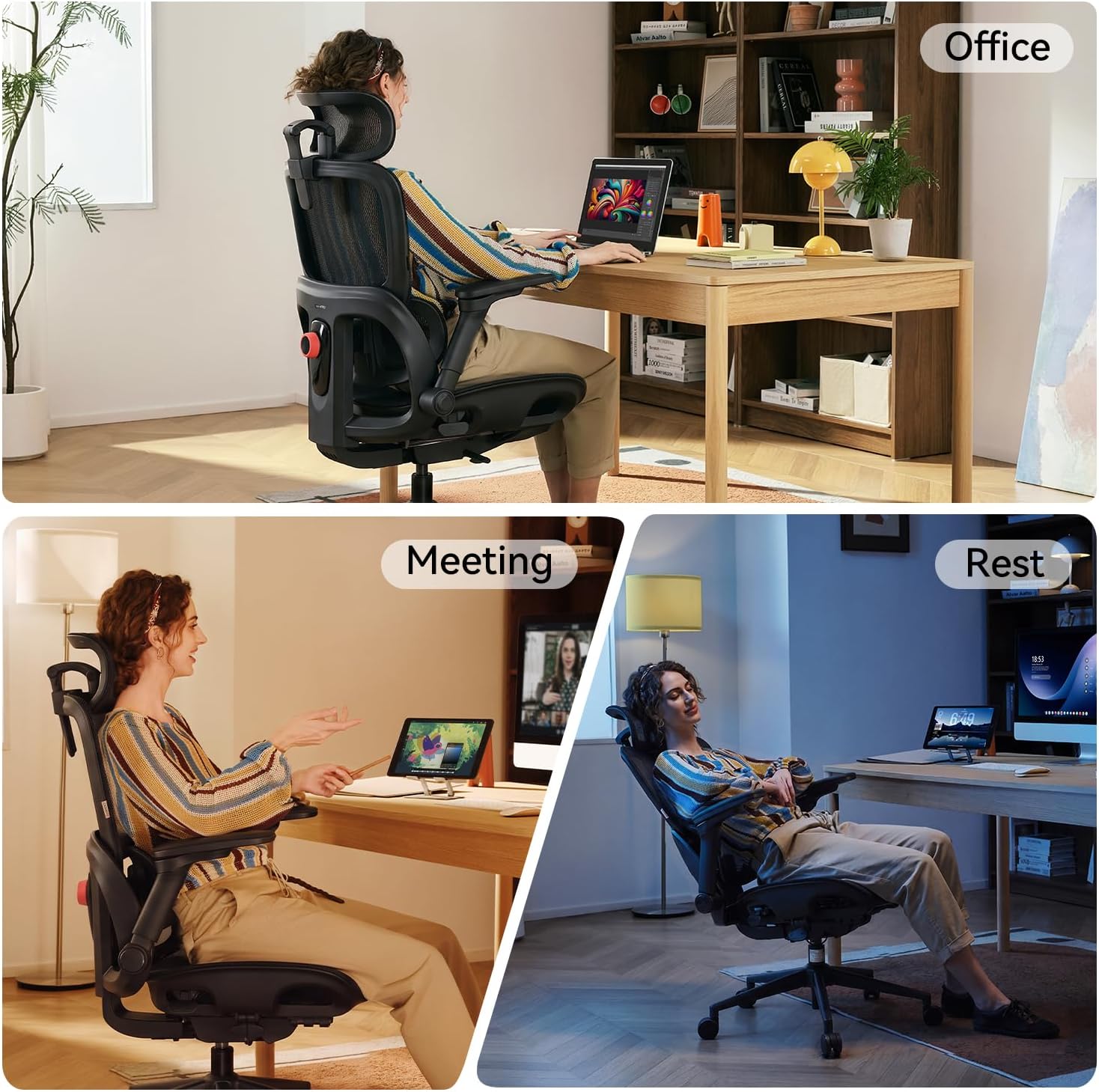 SIHOO B300 Pro Bürostuhl Ergonomisch mit 4D-verstellbare Lendenwirbelstütze – Bild 11