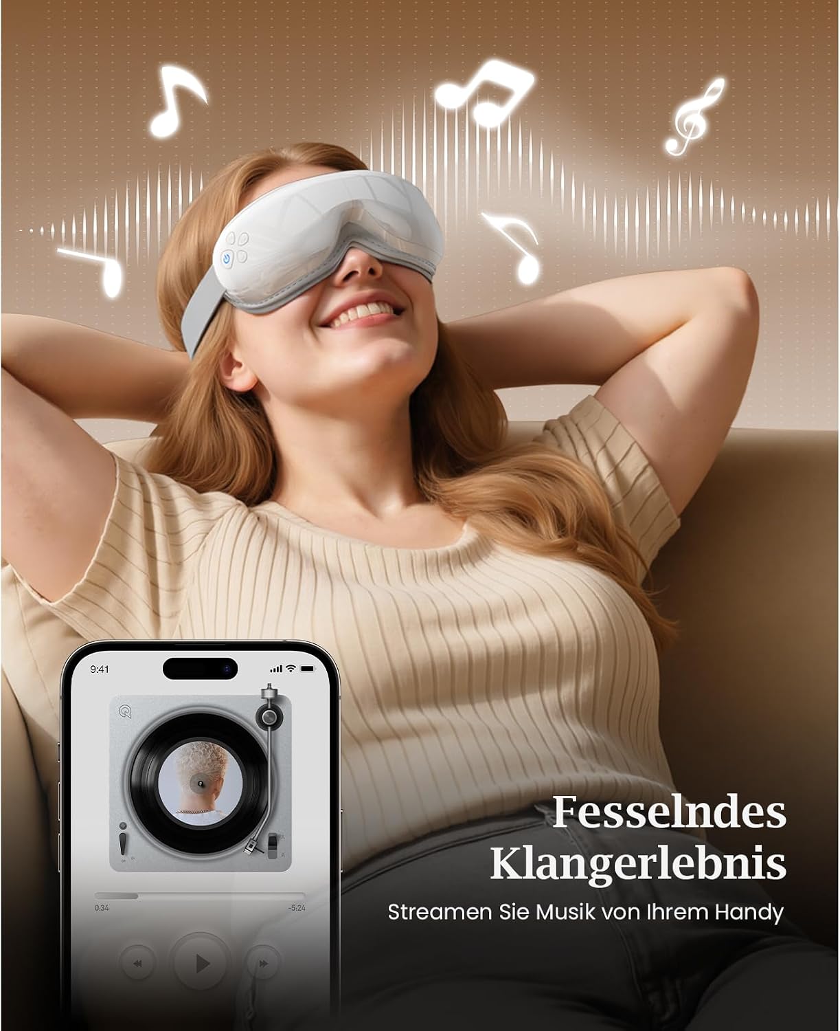 Bob and Brad Augenmassagegerät mit 40 & 45 °C Wärme, 3 Intensitätsstufen – Bild 5