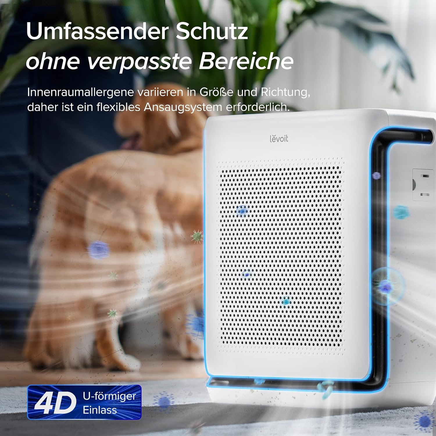 Levoit HEPA Luftreiniger Allergiker mit Tiermodus, bis 87㎡, Weiß/Schwarz – Bild 3
