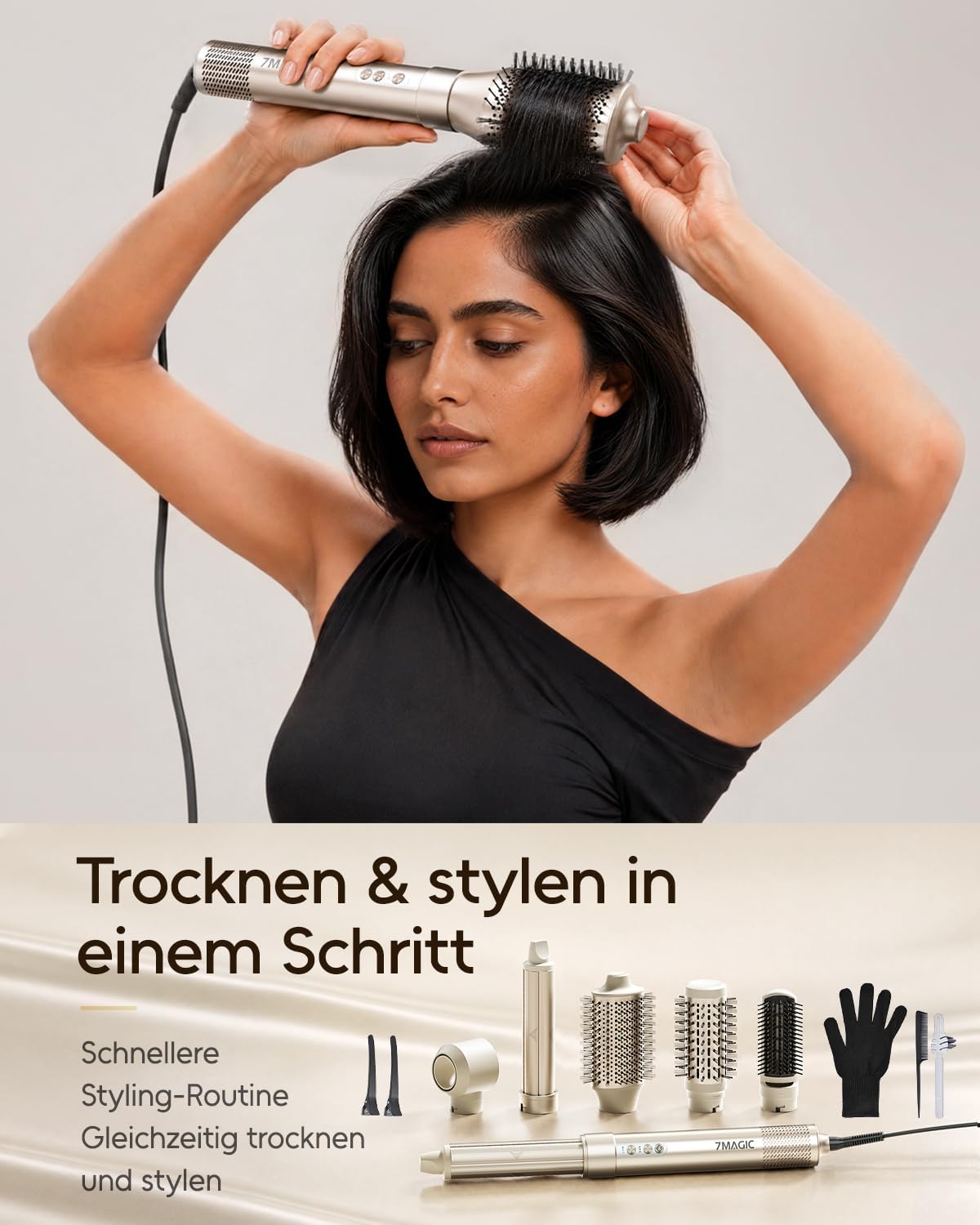 7MAGIC 6 in 1 Airstyler, Ionen Föhn,Auto-Wrap Lockenstab,Ohne Extreme Hitze – Bild 7