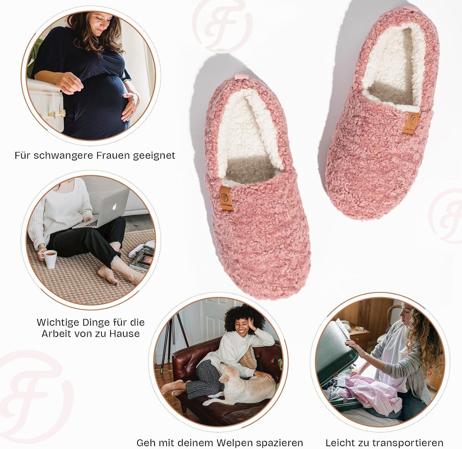 EverFoams Damen Warme Geschlossene Hausschuhe Kunstwolle Memory-Schaum – Bild 6