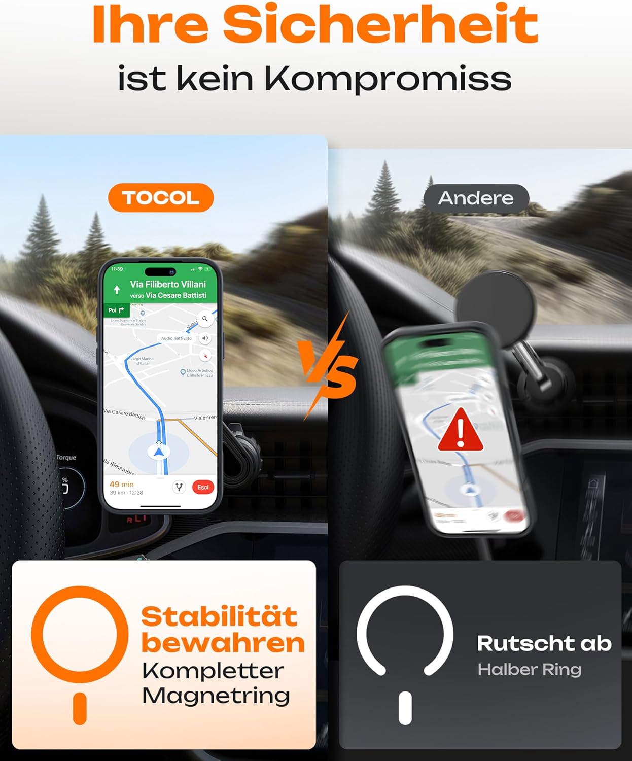 TOCOL für iPhone 17 Pro Max Hülle, Kompatibel mit MagSafe, Orange – Bild 3