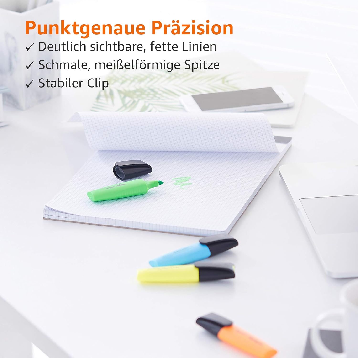 Amazon Basics Textmarker-Set, 8er-Pack, Wischfest, Meißelspitze 2–5mm, Mehrfarbig – Bild 4