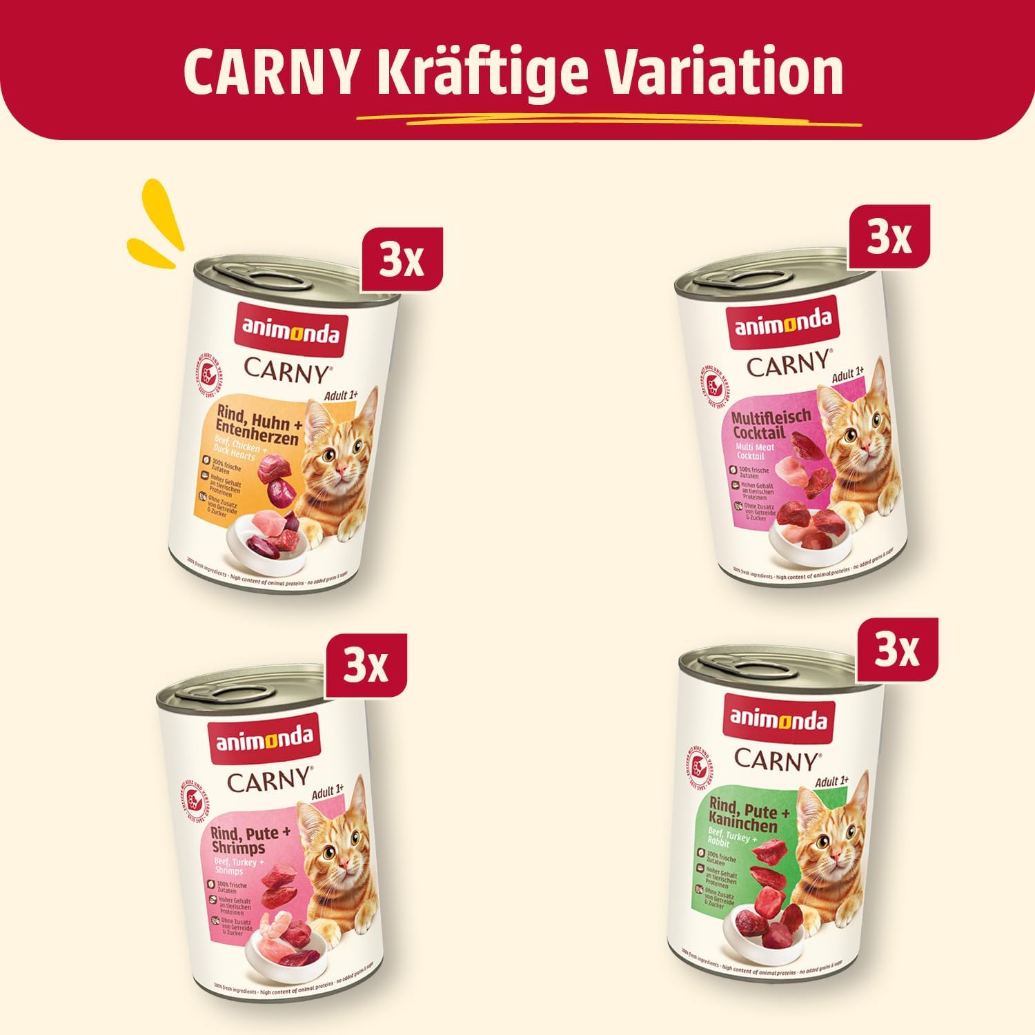 animonda Carny Adult Katzenfutter nass Kräftige Variation (12 x 400g) – Bild 3