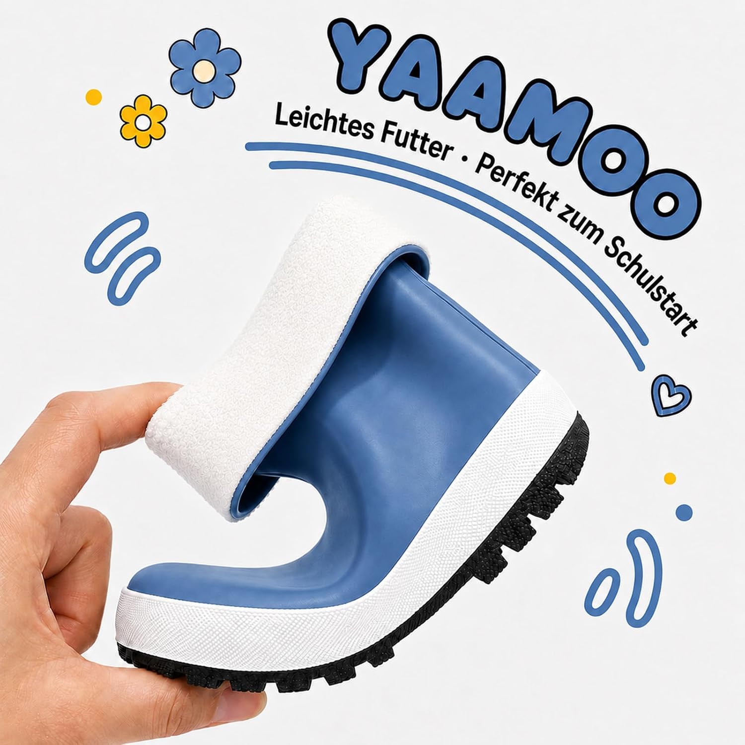 Kinder Gummistiefel für Jungen & Mädchen, Wasserdichte Matschstiefel mit Profilsohle, Leichte Regenstiefel für Kindergarten & Garten Leichte und flexible Regenstiefel Kinder, Größen 23-34 – Bild 2