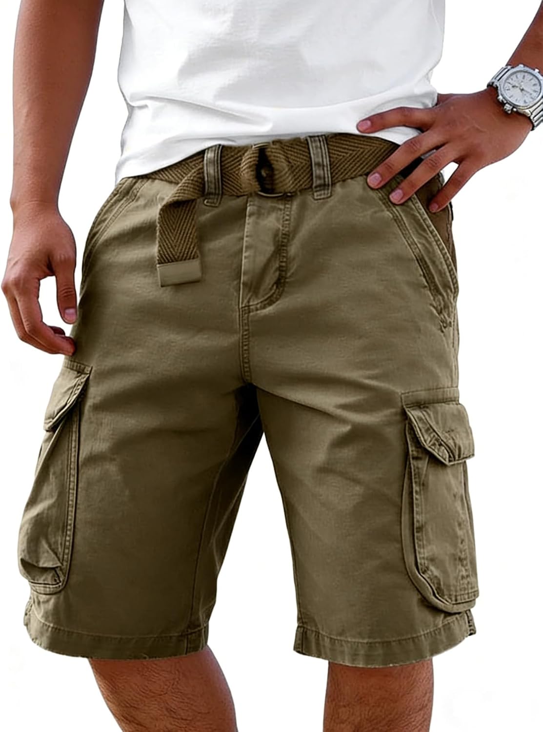 CLOAKA Kurze Hosen Herren Baumwolle Stretch Baggy Cargo Shorts Oversized Sommer Outdoor Loose Fit Casual Cargohose Herren Kurz mit Taschen – Bild 7
