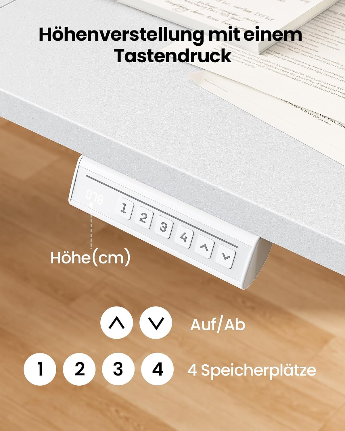 ErGear Höhenverstellbarer Schreibtisch 140x70cm 4-Speicher Geteilte Platte – Bild 5