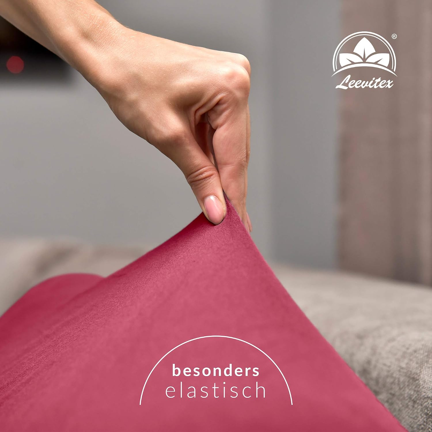 Premium Spannbettlaken, extra schwer und dick, 97% Mako-Jersey-Baumwolle und 3% Elasthan, auch Boxspringbett geeignet, 90 x 200-100 x 220 cm, Bordeaux/Weinrot – Bild 4