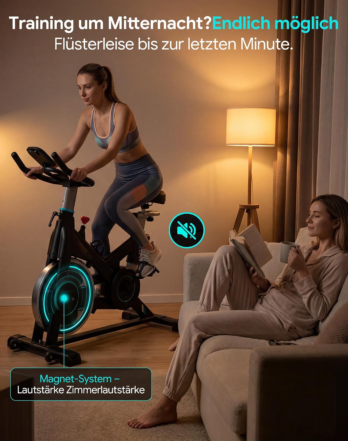WENOKER Heimtrainer Fahrrad, Magnetwiderstand mit 15 dB – Bild 3