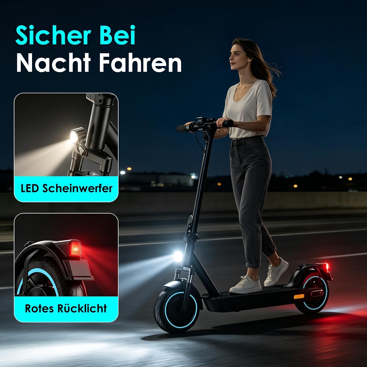 E Scooter mit Straßenzulassung, 500W Spitzenleistung, 10-Zoll Wabenreifen, Elektroroller, Höchstge Schwindigkeit 20 KM/H, 8Ah/12Ah Akku, 35-45 KM Reichweite, Doppelbremse – Bild 7
