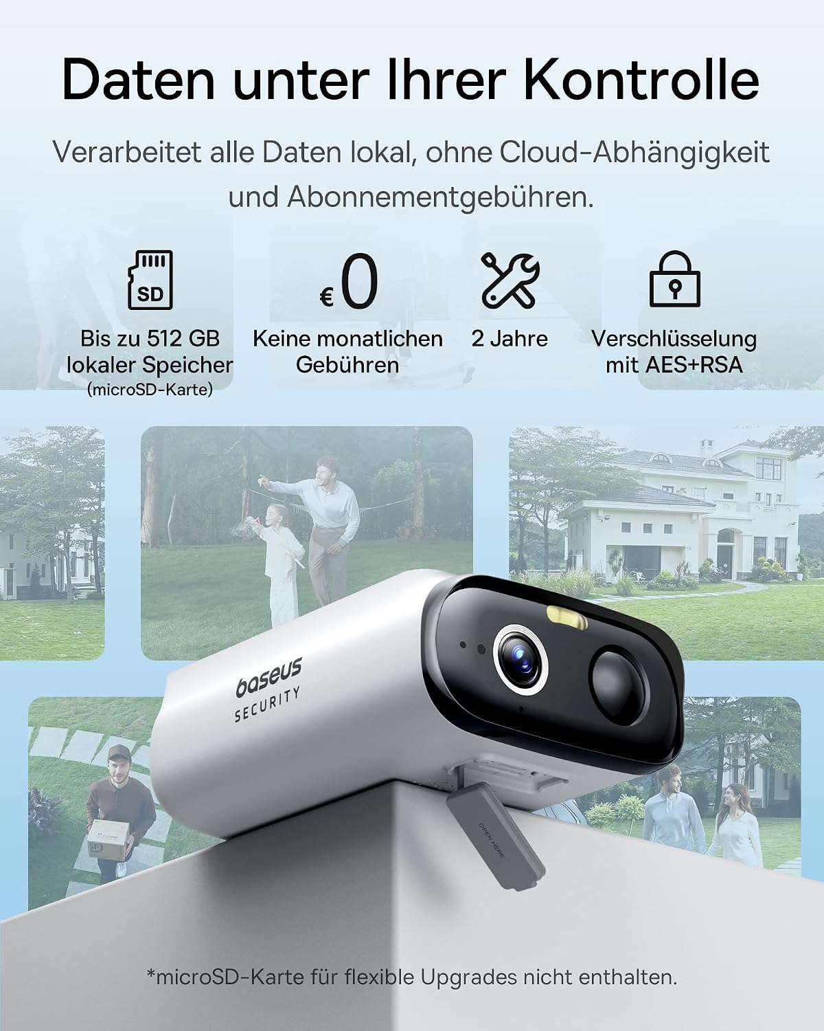 Baseus Security S1 Lite Solocam Überwachungskamera Aussen Solar Akku WLAN, IP67 Wetterfest, Kamera Überwachung Kabellos Außen 2K 135°, Farbnachtvision, Keine Gebühren, Kompatibel mit Alexa & Google – Bild 7
