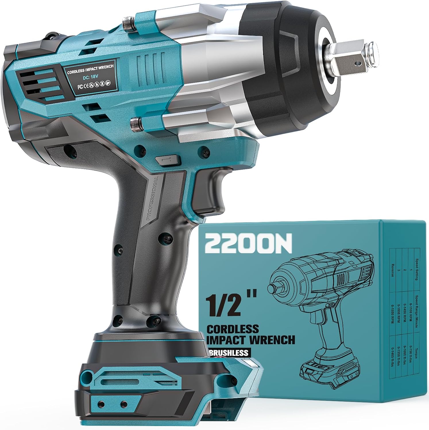 Ecarke Akku-Schlagschrauber 2200 Nm kompatibel mit Makita 18V, 1/2 Zoll – Bild 8