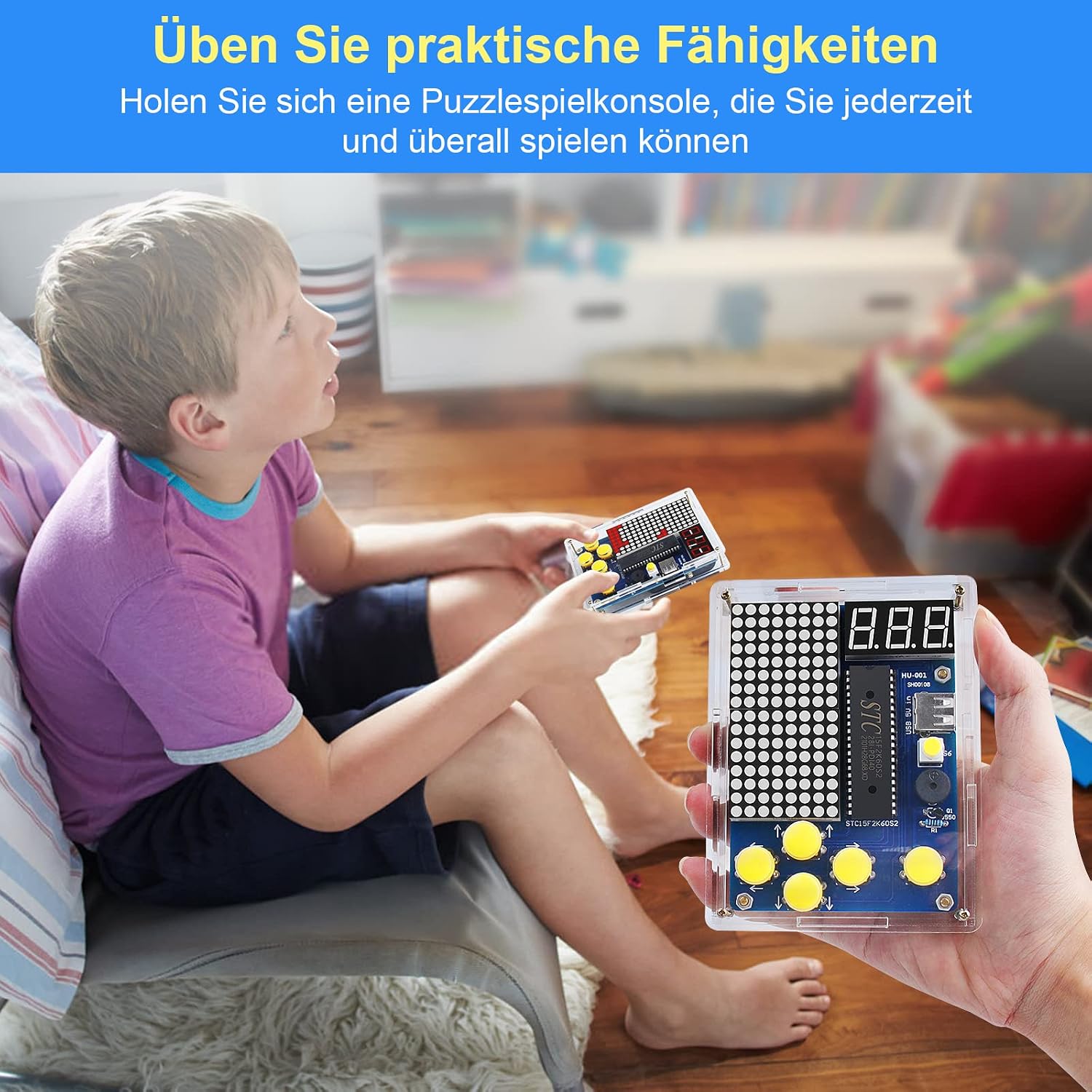 DIY-Spielkonsolen-Handset mit Acrylgehäuse, Lötübungsset, DIY-Retro-Classic-Elektronik-Set für Mint-Schulbildung – Bild 5