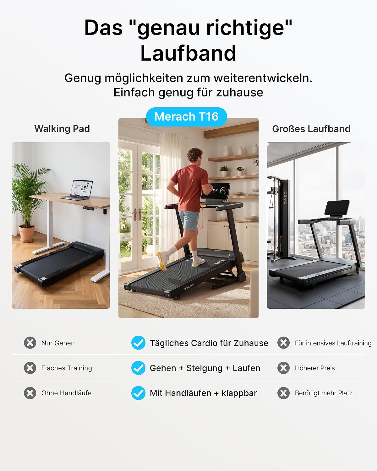 MERACH Laufband für Zuhause, 42x110CM/42x108CM Große Lauffläch,Stoßdämpfend – Bild 10