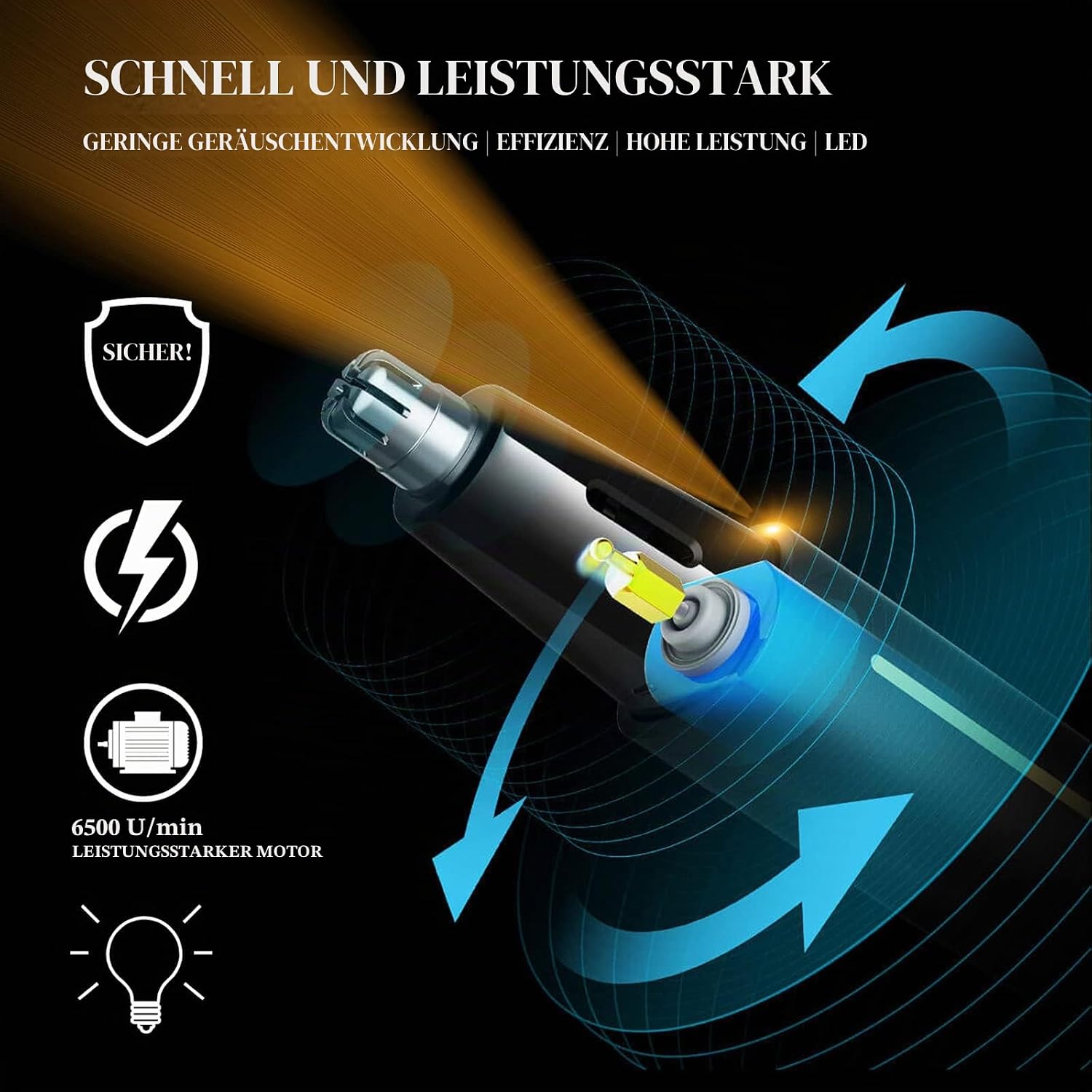 Nasenhaartrimmer Herren, 3 in 1 Professioneller USB Wiederaufladbar Nasenhaartrimmer, Nasenhaarentferner mit IPX7 Wasserdicht, Dual-Klingen, Einfache Reinigung, Nasentrimmer Männer, Blau – Bild 4