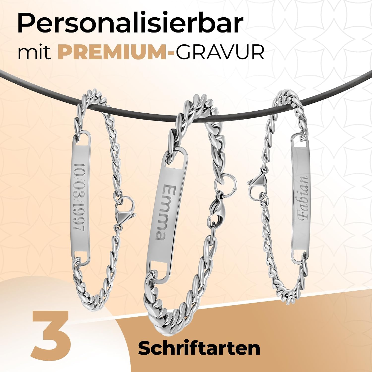 Partnerarmbänder mit Gravur | Personalisierte Armbänder | Armband mit Gravur | Freundschaftsarmband | Pärchen Armband | Personalisierbares Partnerarmband | Edelstahlarmband für Paare – Bild 3