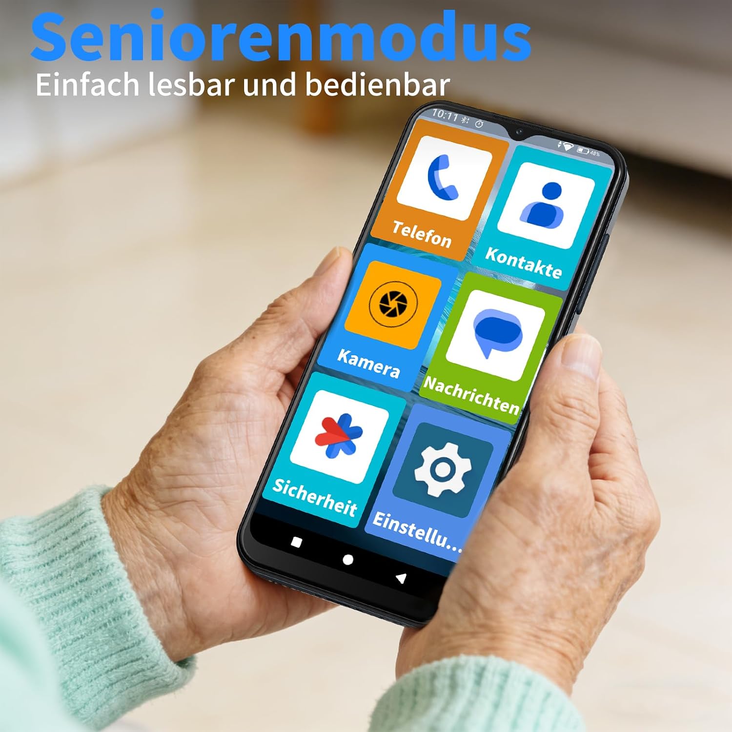 4G Seniorenhandy Smartphone ohne Vertrag, 4+64GBDual-SIM, 6,6 Zoll,Blau – Bild 2