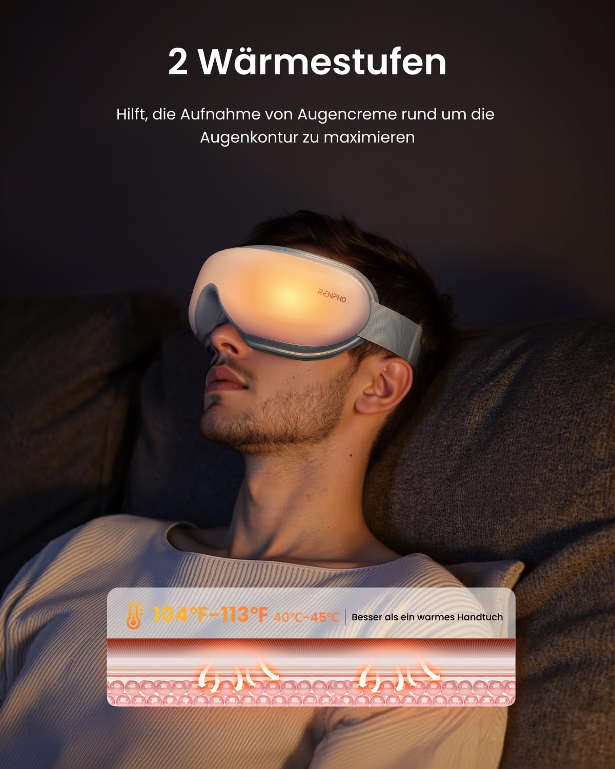 RENPHO Augenmassagegerät mit Wärme, Schlafmaske mit Fernbedienung – Bild 3