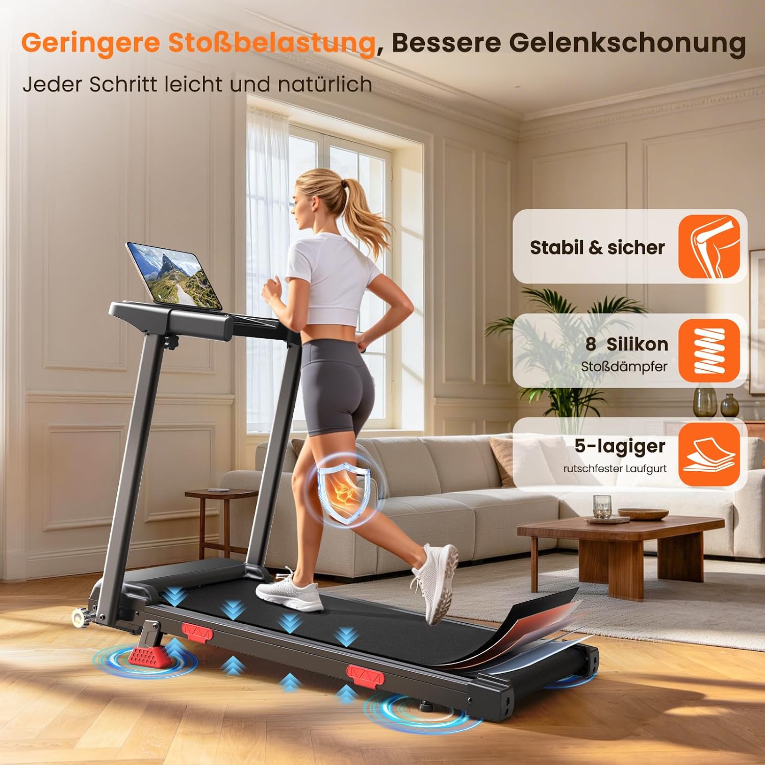 HomeFitnessCode Laufband Klappbar mit Steigung 12KMH - Walking Pad Zuhause – Bild 5