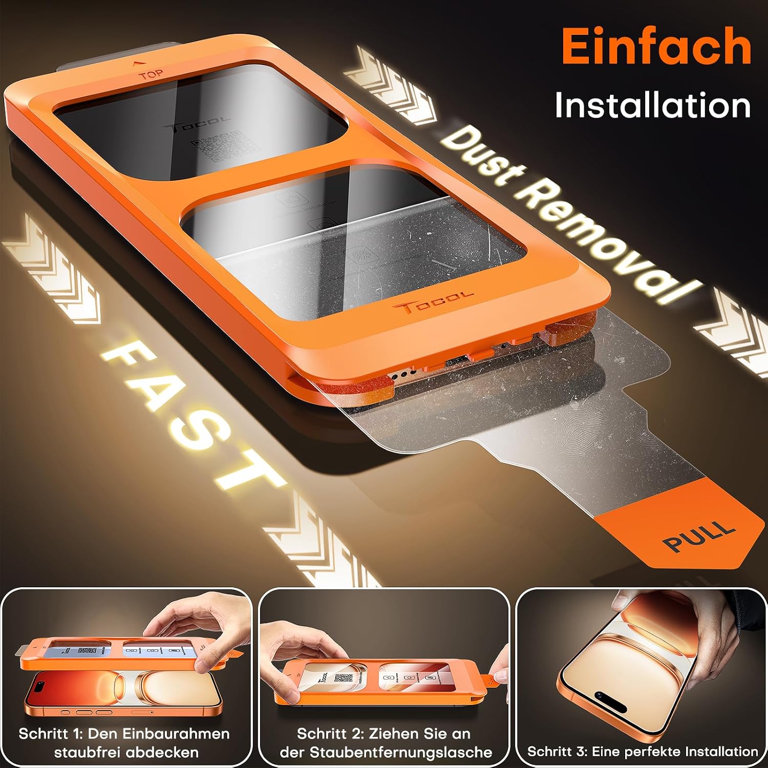 TOCOL für iPhone 17 Pro Max für Panzerglas 6,9 Zoll, Einfache Montage – Bild 4