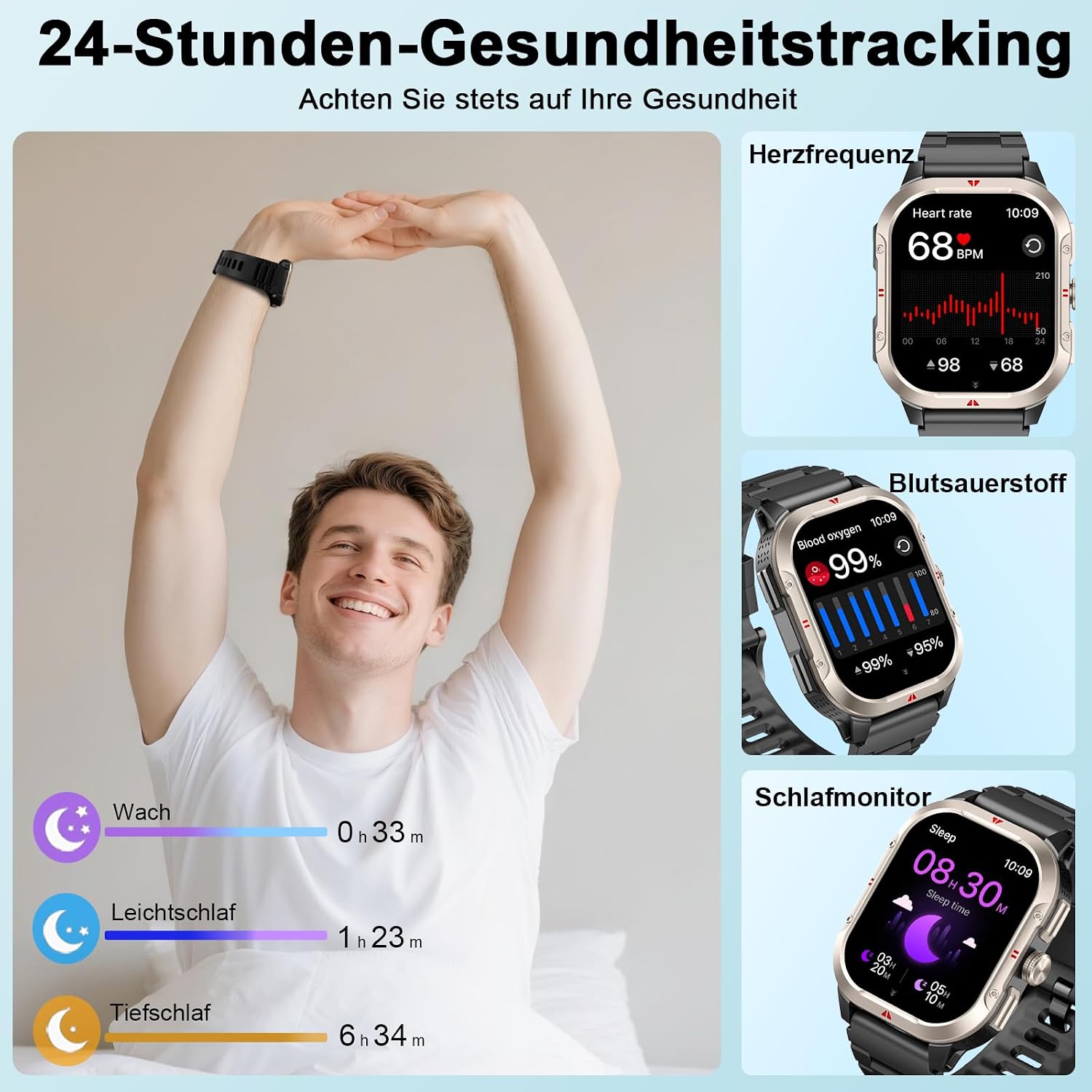 Smartwatch Herren mit GPS,2.06"AMOLED Smart Watch mit Bluetooth-5.4-Anrufe – Bild 6
