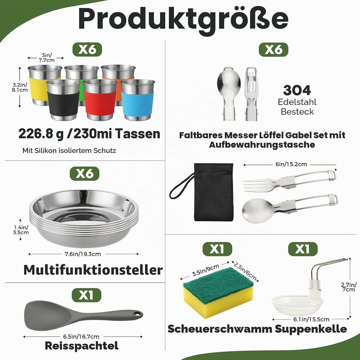 THTYBROS 43-teiliges Aluminium Camping-Set für 6 Personen mit Topf, Wasserkocher, Pfanne & Geschirr für Outdoor – Bild 3