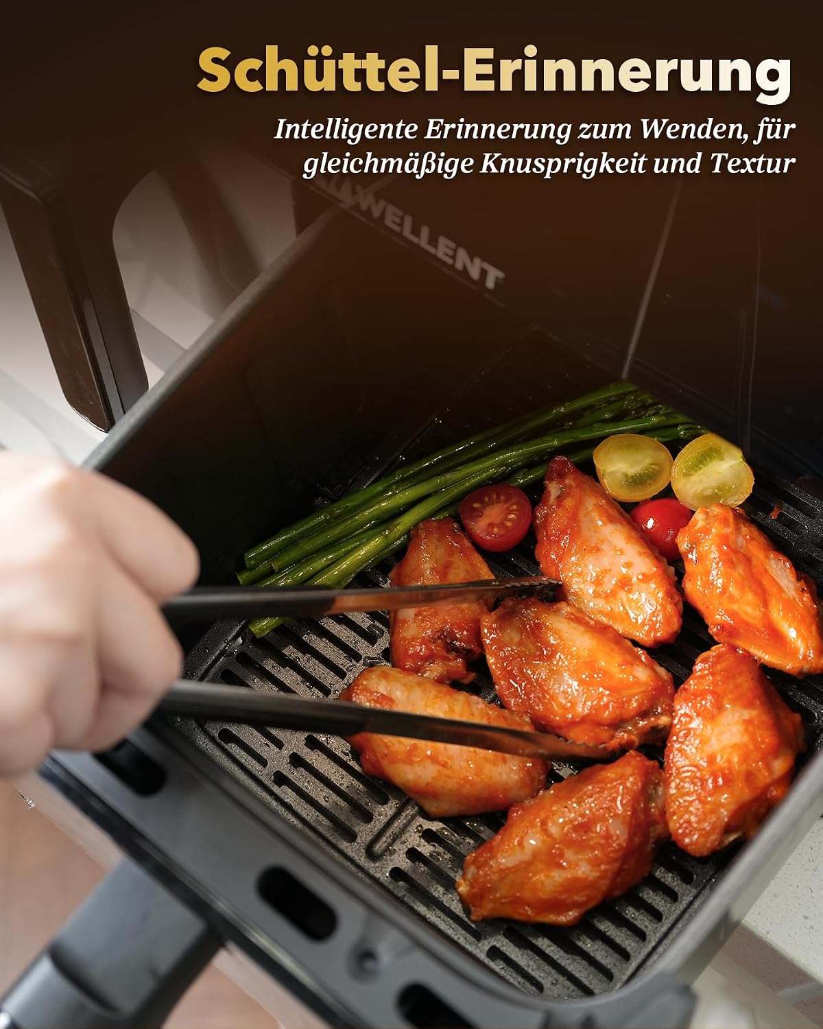 WELLENT 11L Airfryer 2 Kammern (4+7L), 10-in-1 XXL Heißluftfritteuse – Bild 9