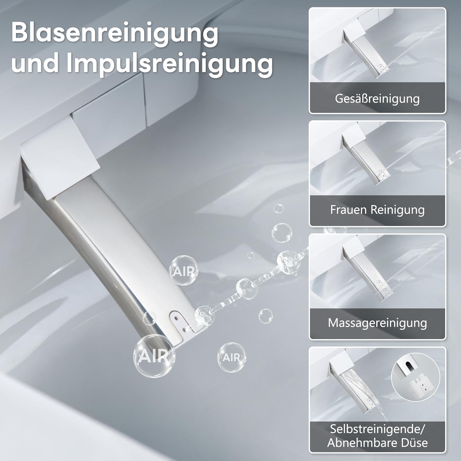 Casta Diva Dusch WC Komplettanlage mit UV-Sterilisation, Hänge WC mit Bidet Funktion, Sitzheizung, Entkalkungs und Geruchsfunktion, Automatischer Deckelöffnung und WC Fernbedienung (CD-AU002) – Bild 2