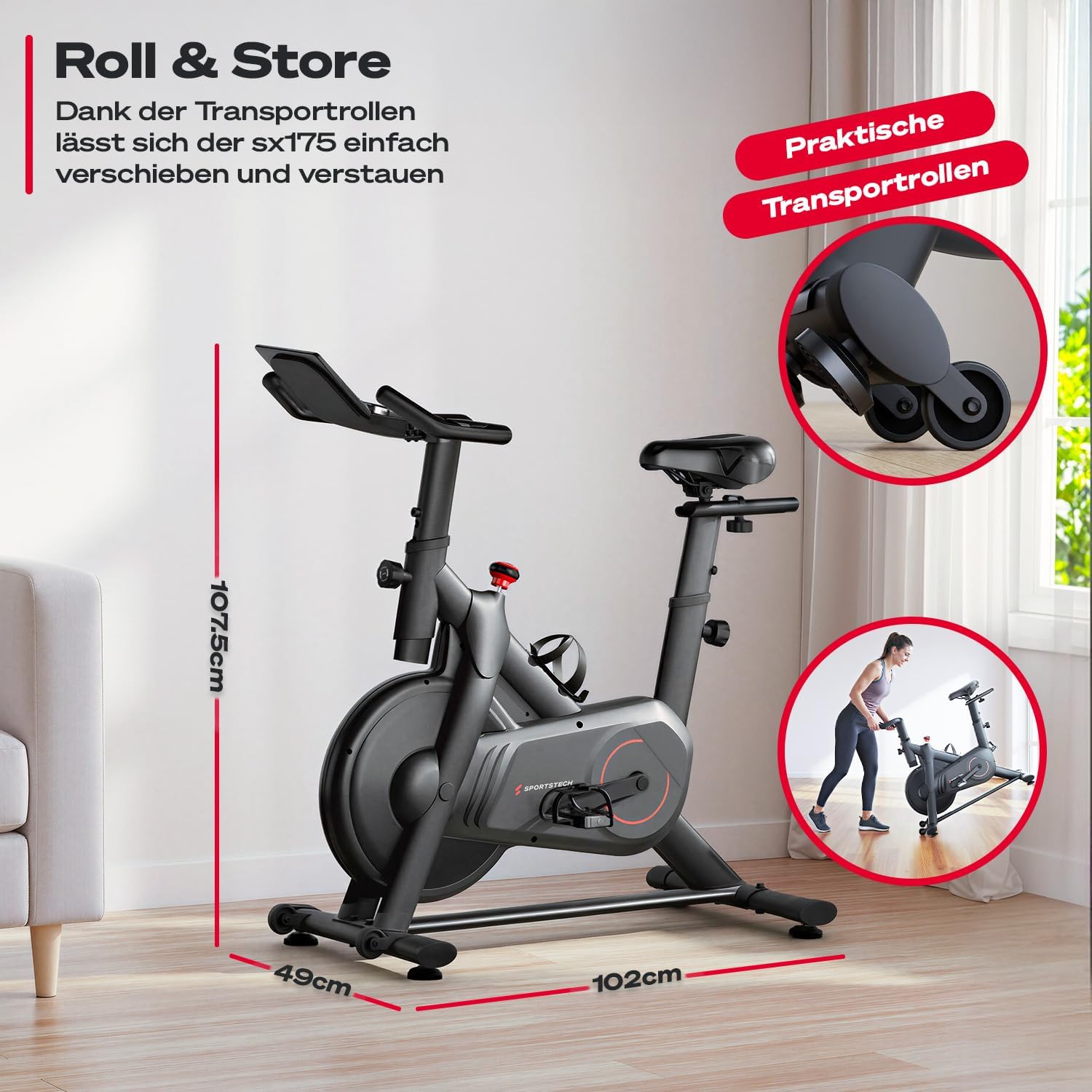 Sportstech, Heimtrainer Fahrrad Ergometer mit App & Pulsmessung SX175 – Bild 6