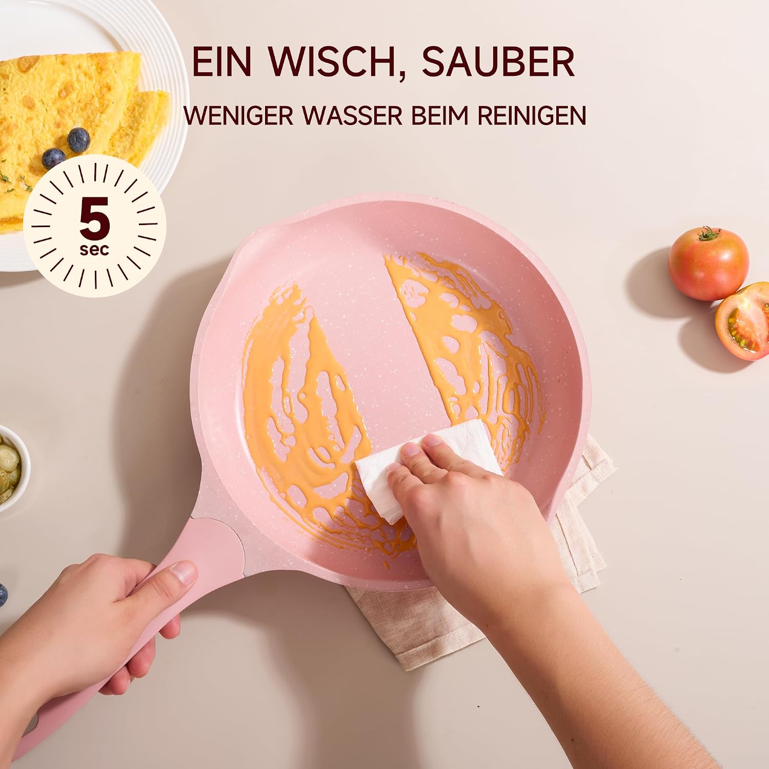 JEETEE Topfset Pfannenset 23-teilig für Induktion, Rosa/Pink – Bild 5