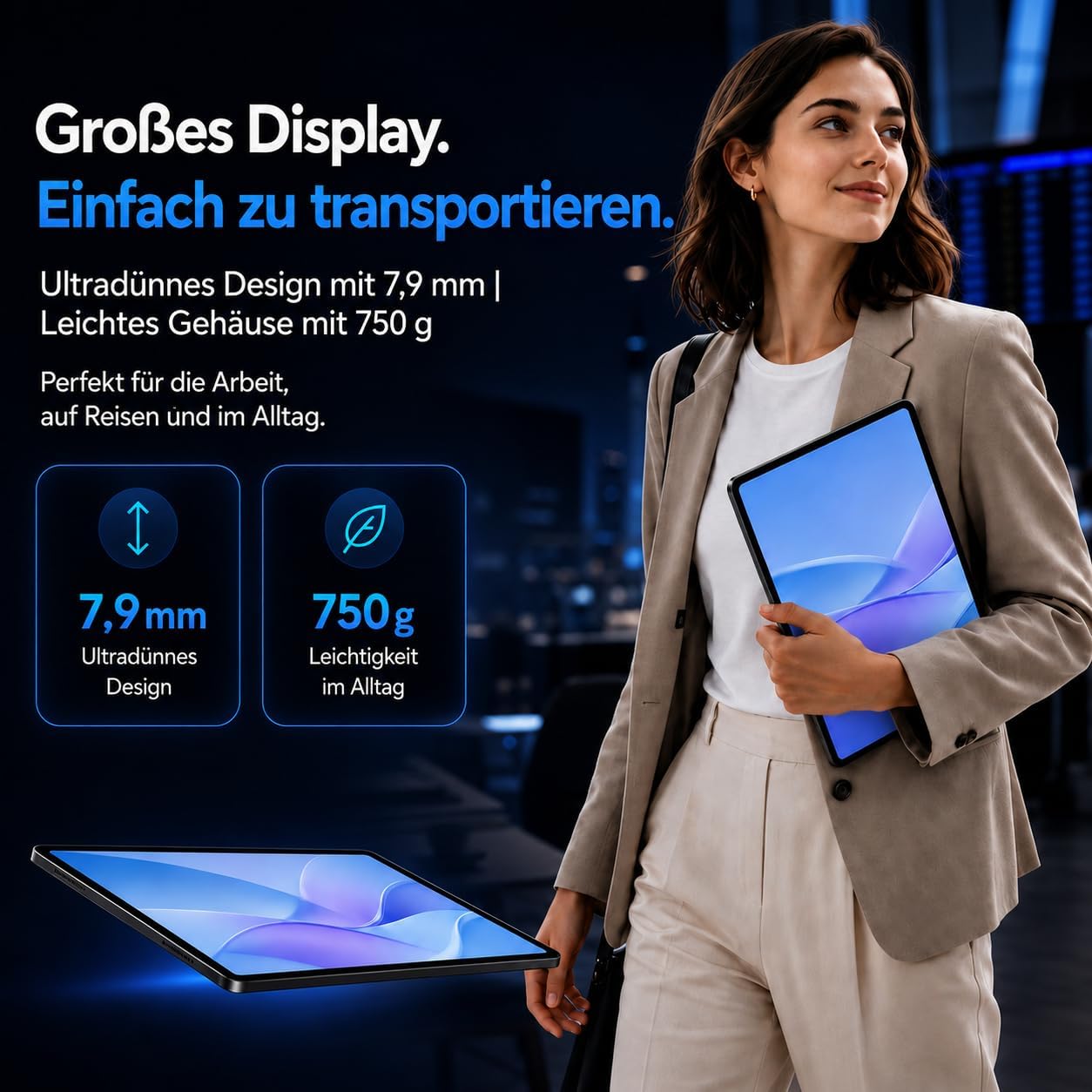 Tablet 13,4 Zoll mit Tastatur, 4G LTE, Android 16, 256GB Speicher 24GB RAM / 2TB TF, T7280 Octa-Core, 120 Hz FHD+, Ultradünn Tablet-PC, 8300 mAh,USB-C PD 18 W, PC Mode 3.0, Widevine L1/Face ID, Grau – Bild 10