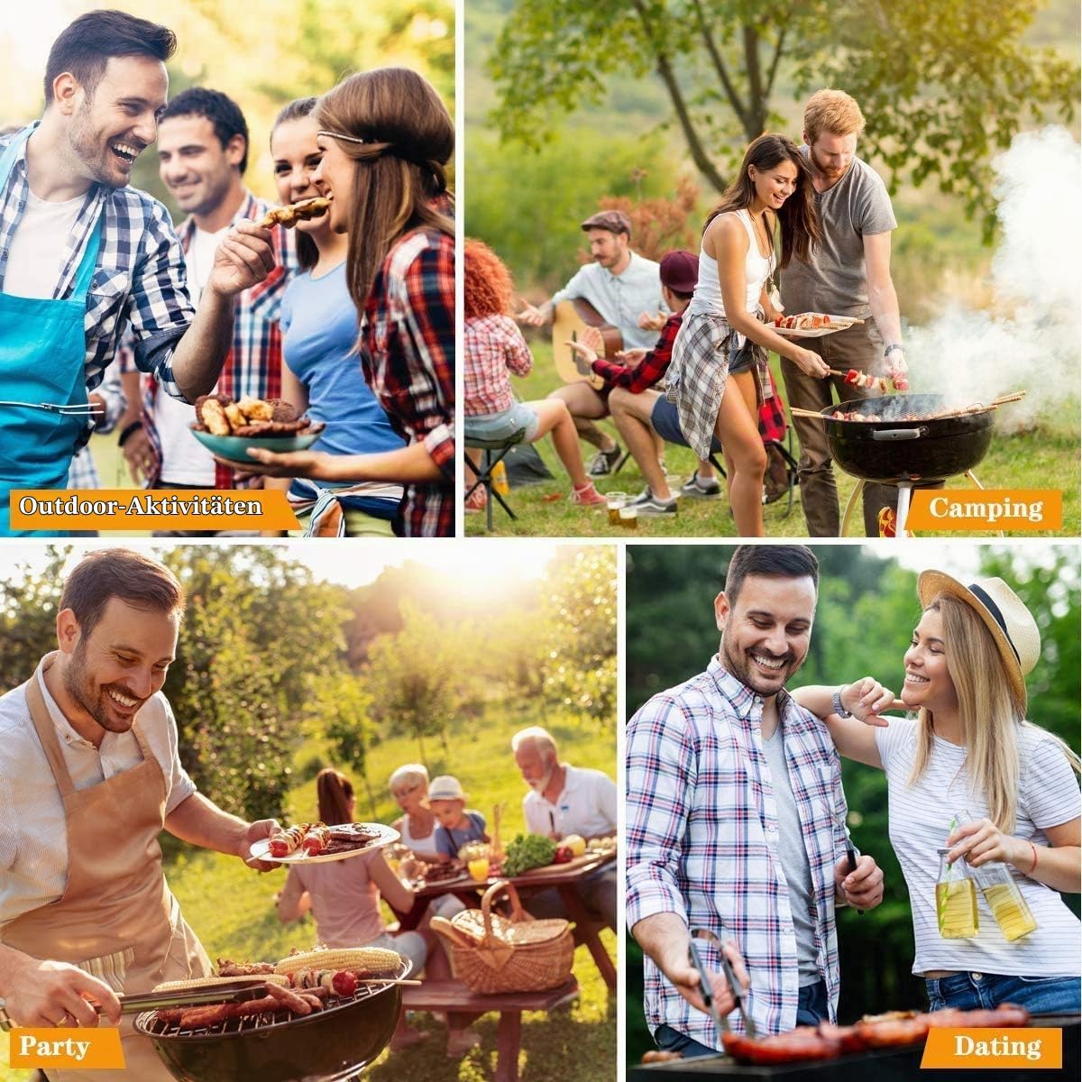 3PCS Edelstahl Grillbesteck-Set, Professionelle Grill Bestecksets in Tragetasche BBQ Grillwerkzeug Grillset – Bild 6