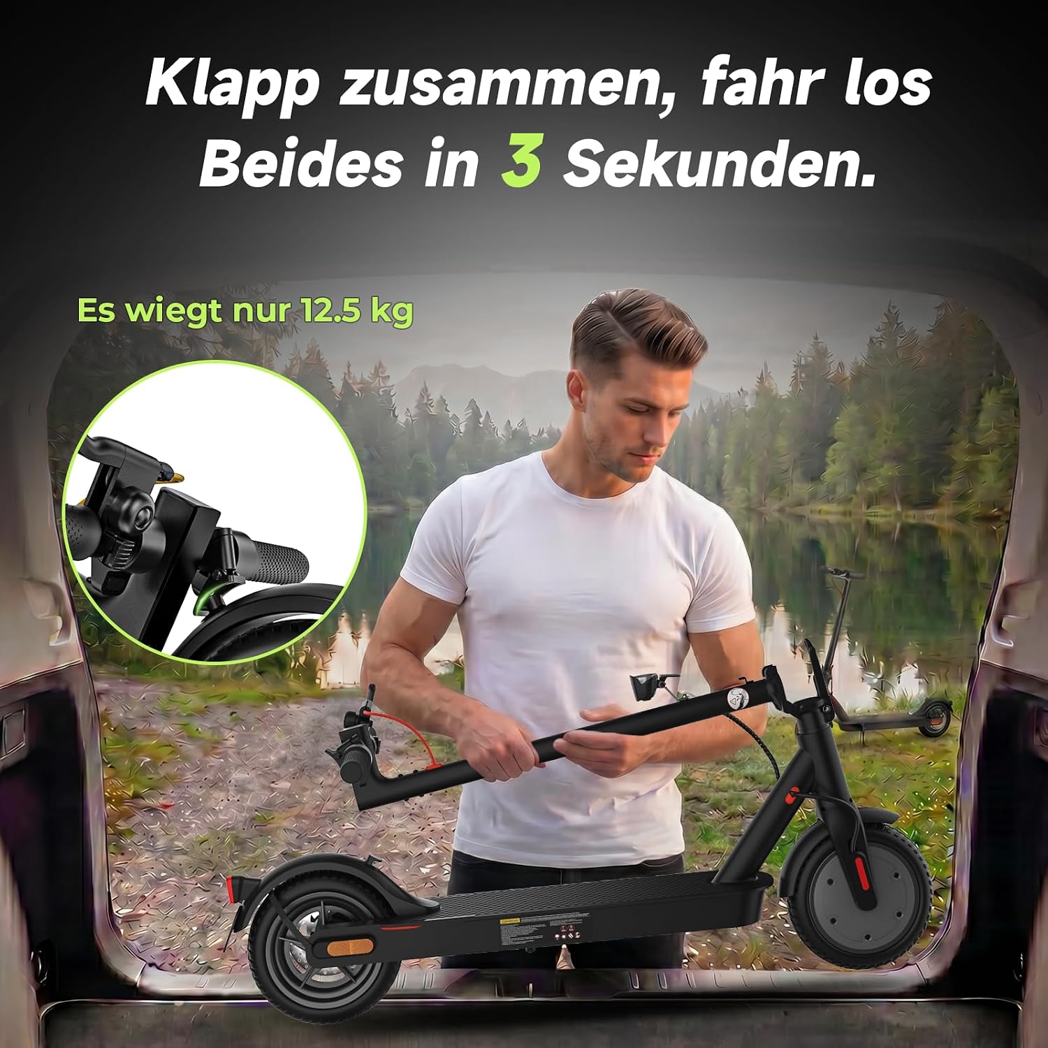 E Scooter mit Straßenzulassung Max 30 km Reichweite mit App,8.5 Zoll Elektroroller mit Wabenreifen Duales Bremssystem 20km/h, E Roller bis 120kg für Herren Damen – Bild 7