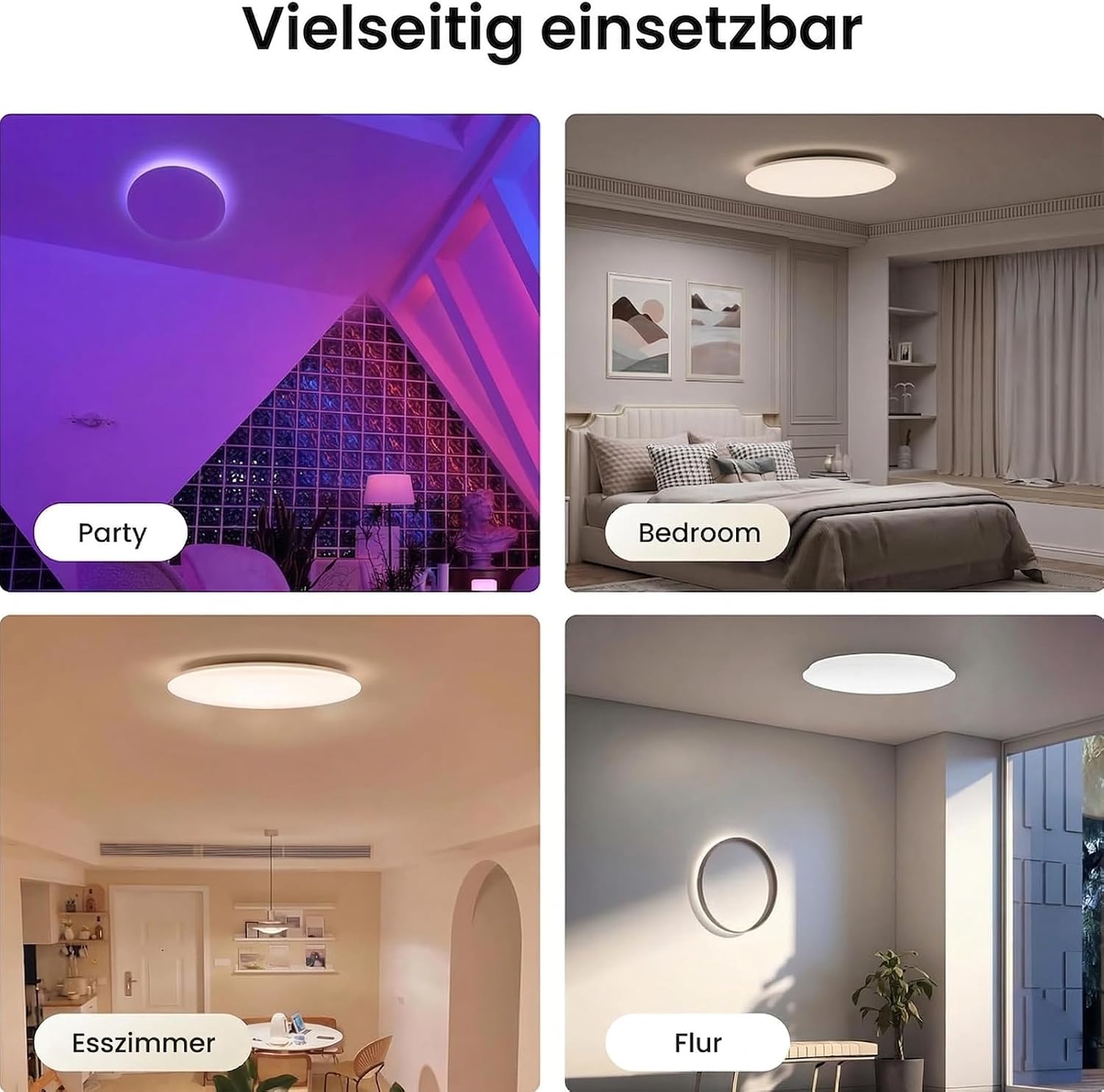 Yeelight Smart Deckenleuchte mit RGBCW Backlight, 60cm 50W Dimmbar LED Deckenlampe Blitz-Montage, 4500LM, 16M DIY Farben, 2700K-6500K, Kompatibel mit Alexa & Google, App Fernbedienung Große LED Lampe – Bild 7