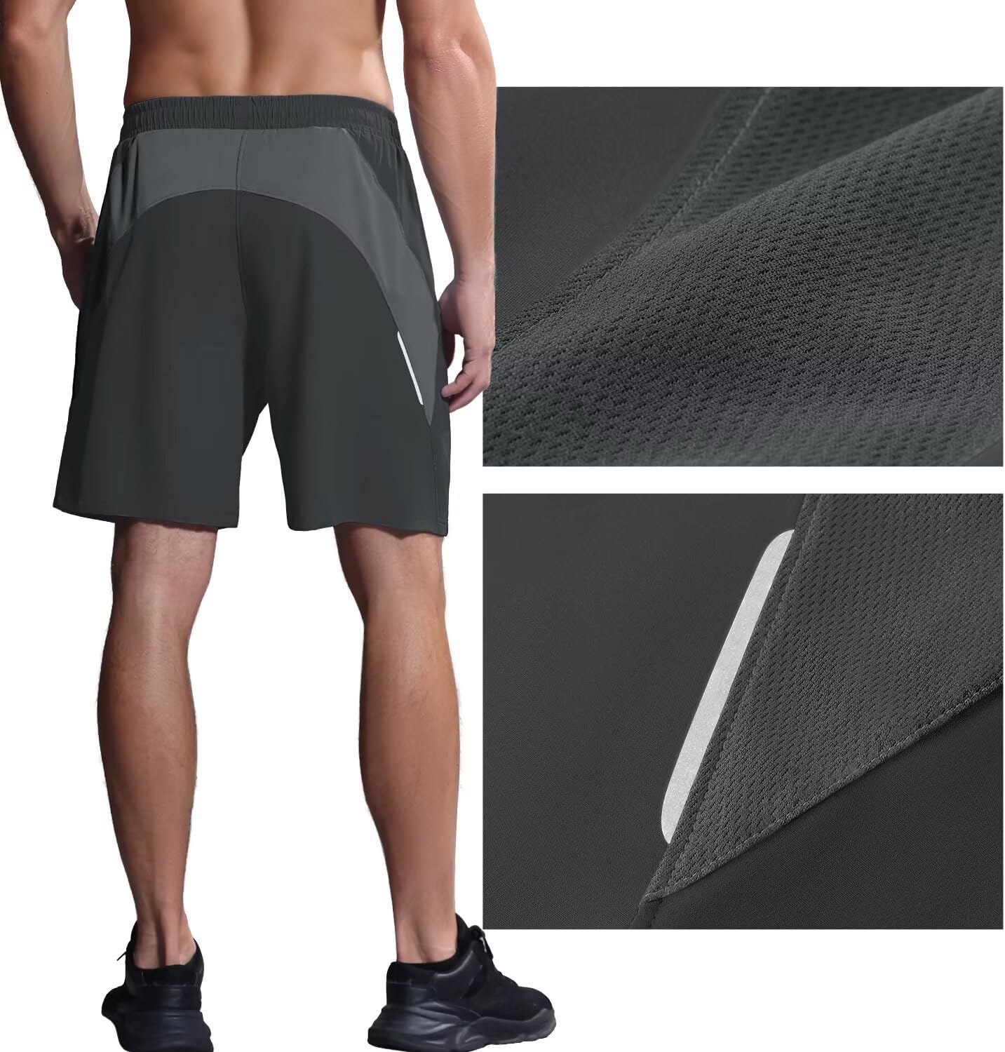 HMIYA Sporthose Herren Kurz mit Reißverschlusstasche – Bild 4