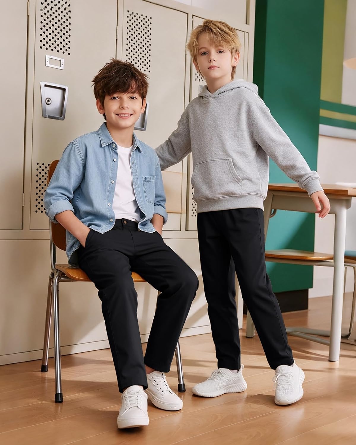 HMIYA Hose für Jungen Baumwolle Chinohose Verstellbar Bund Kinder Stoffhose – Bild 2