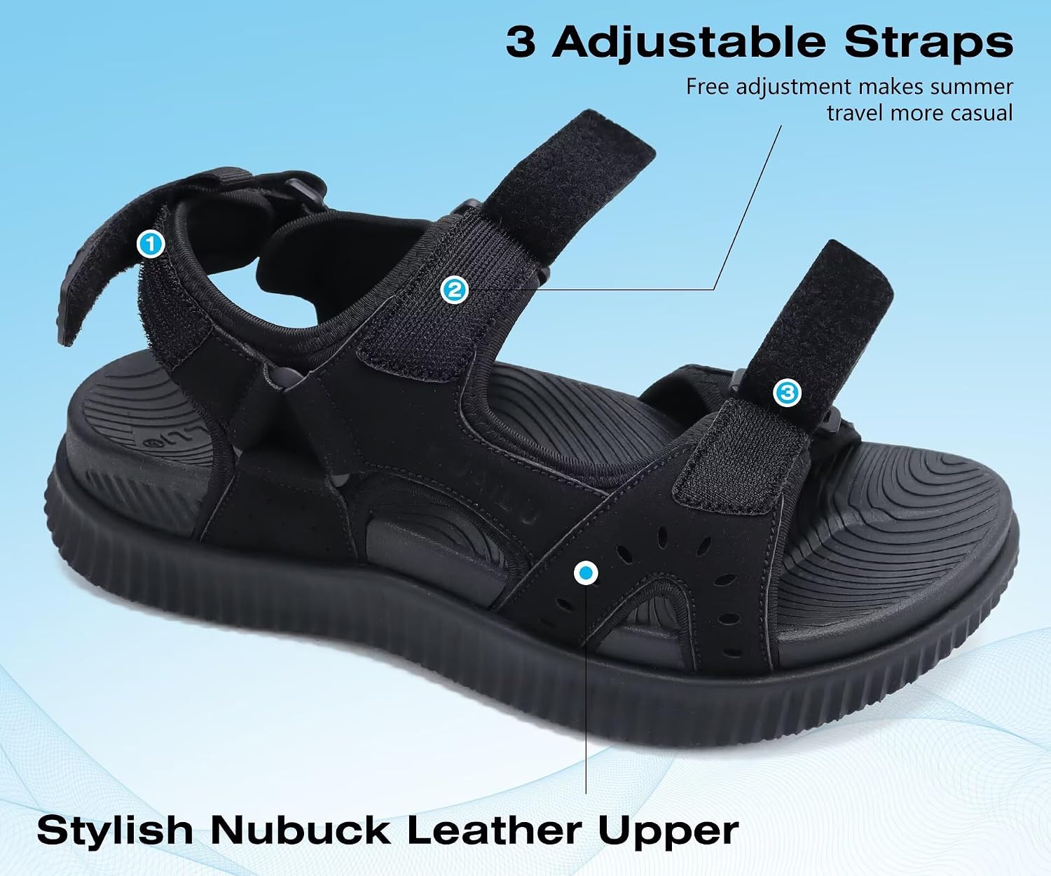 KuaiLu Herren Wandersandalen mit Orthopädische Arch Support Fußbett – Bild 3