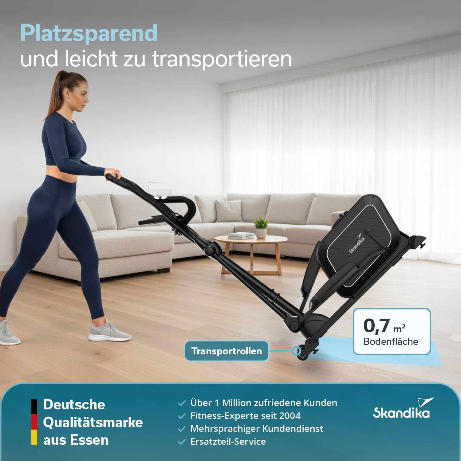 Skandika Crosstrainer für Zuhause Fint | Heimtrainer leise, 32 Stufen, 22 Programme, bis 120 kg, Kinomap App kompatibel, 8 kg Schwungmasse, Ellipsentrainer | Ellipsen Crosstrainer Fitness Sport – Bild 8