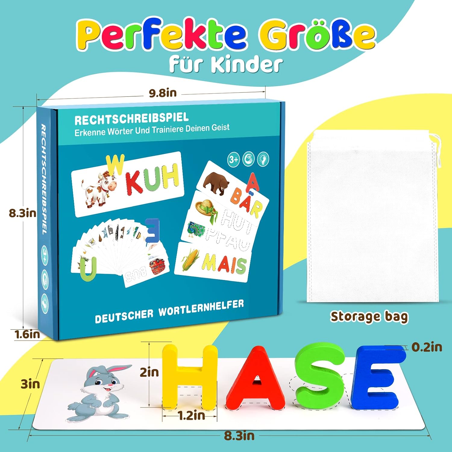 Qukir Buchstaben Lernen Lernspiele, Montessori Spielzeug ab 3 Jahre Vorschule Spiele ab 2 3 4 5 6 7 Jahren Jungen und Mädchen Geschenk Junge 3 4 5 6 Jahre Lernspiele ab 3 4 5 6 Jahre Kinderspielzeug – Bild 6