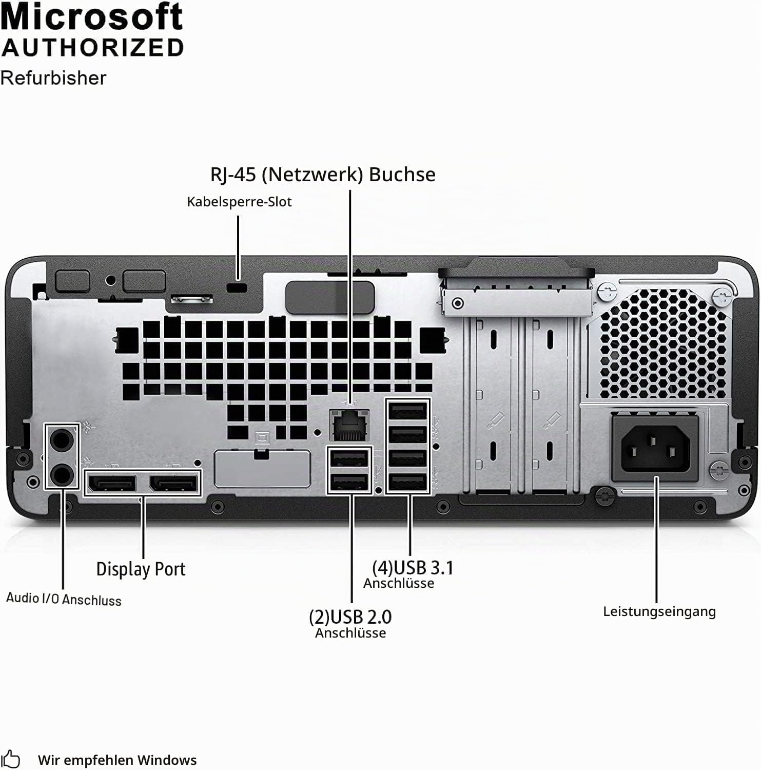 HP EliteDesk 800 G4 SFF Desktop PC, Intel Core i5-8500, 8GB RAM, 256GB SSD, WLAN, Bluetooth, US QWERTY Tastatur, Windows 11 Pro (Renewed) – Bild 6