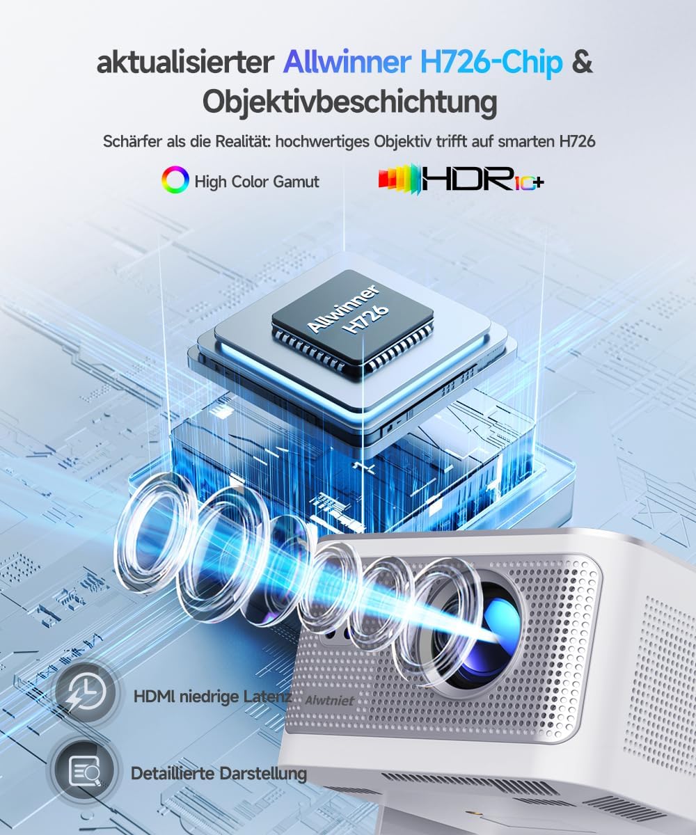 Mini Beamer Projektor 4K/8K Unterstützt, Native 1080P 600 ANSI für Heimkino – Bild 4