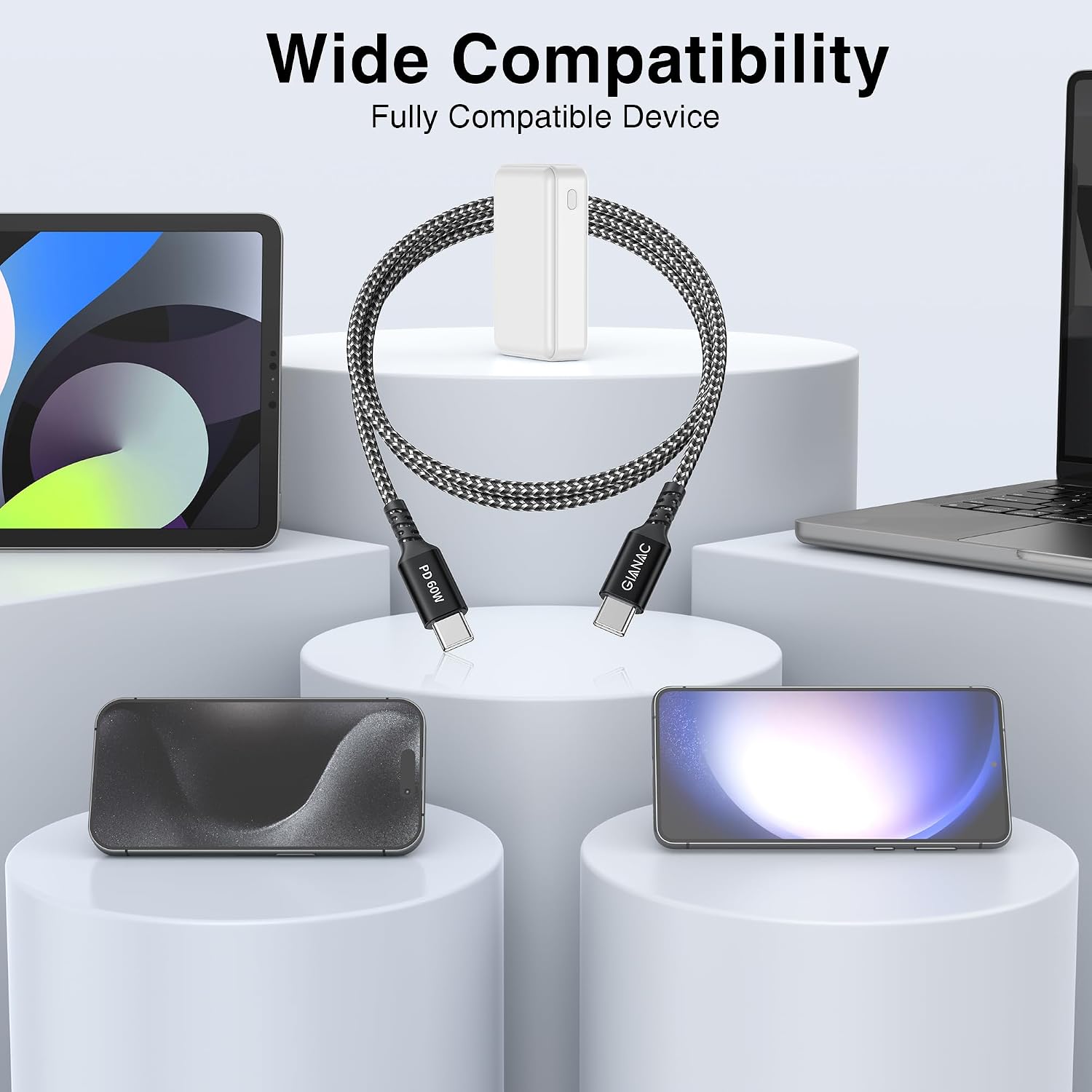 GIANAC USB C Kabel 4 Stück 0.5M+1M+1M+2M USB C auf USB C Kabel 60W – Bild 7