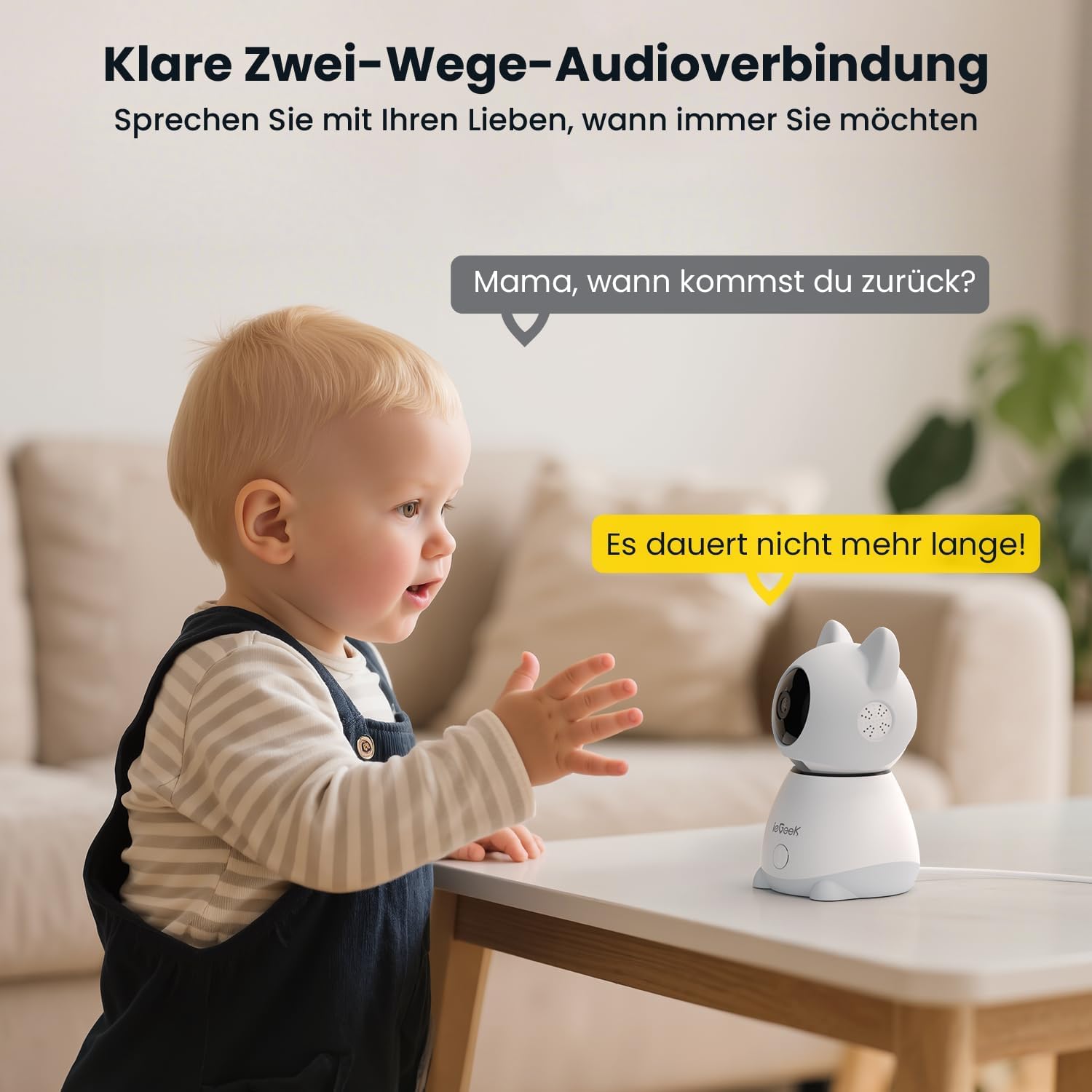 ieGeek 2K Babyphone 2 Kameras 5" WLAN Nachtsicht, App, PTZ, Zwei-Wege-Audio – Bild 6