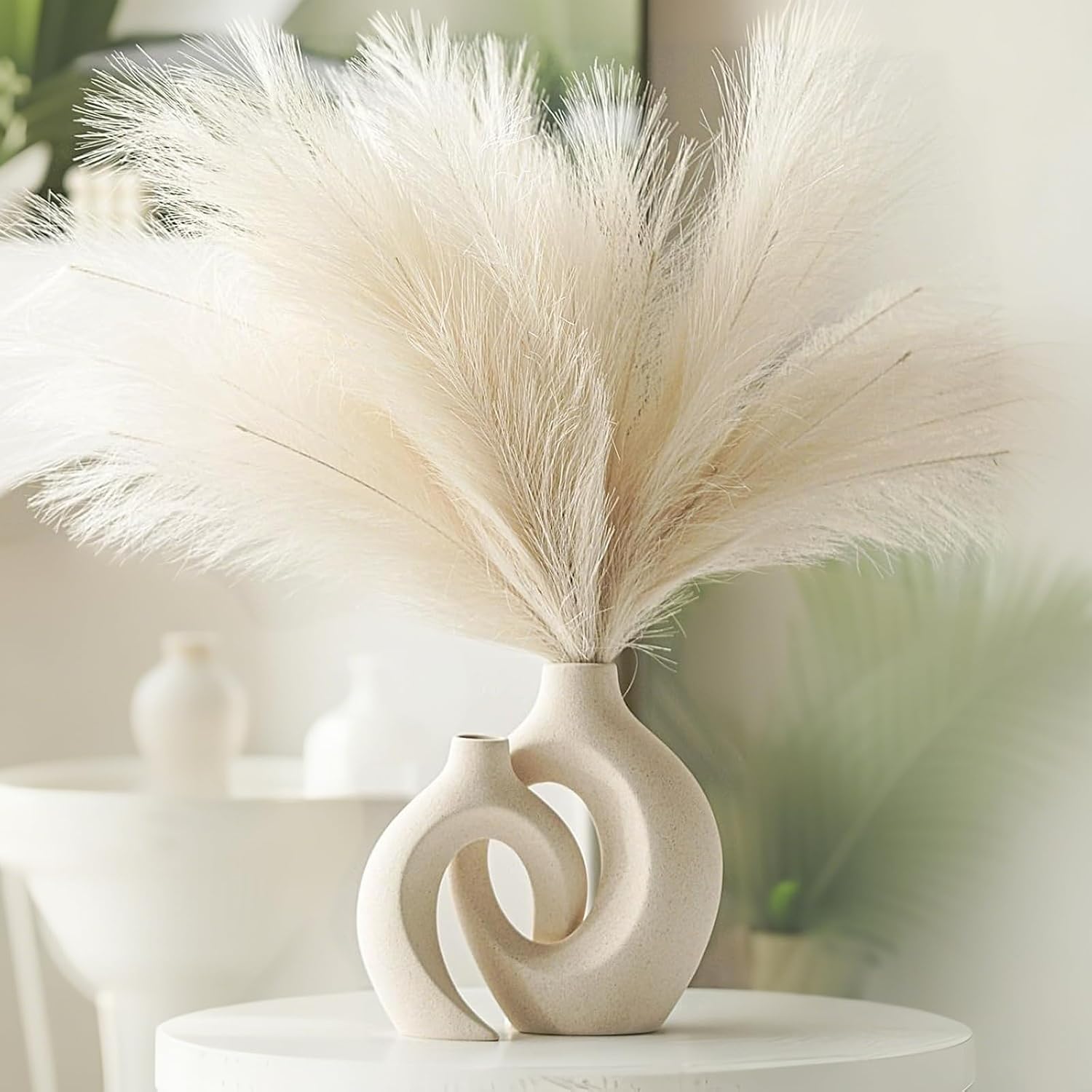 Keramik Vase, SUKIYPO 2er Set Moderne Hohle Vasen, Nordische Vasen Deko – Bild 2