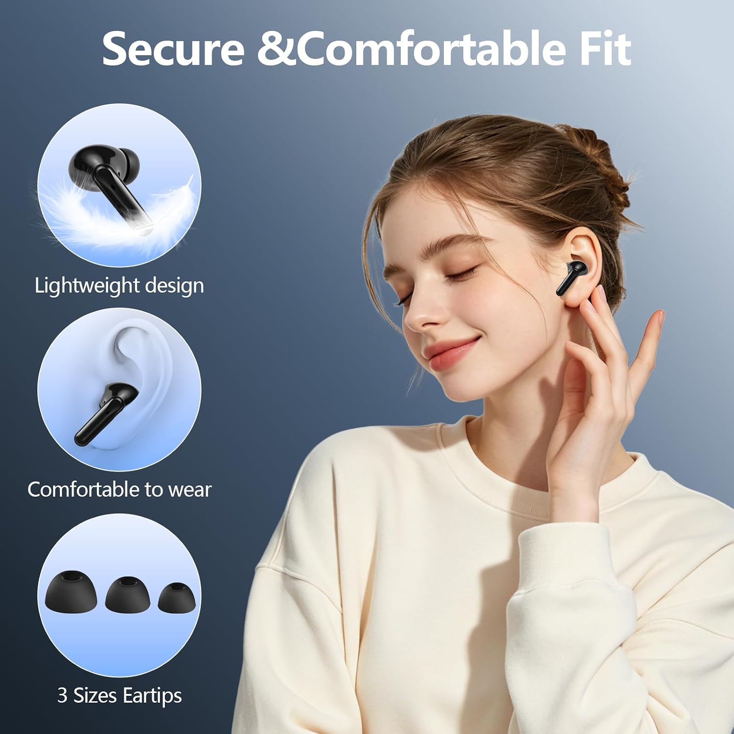Bluetooth Kopfhörer, Kopfhörer Kabellos Bluetooth 5.3 In Ear Kopfhörer mit 4 ENC Noise Cancelling Mic, 72H Spielzeit Kabellose Kopfhörer Tiefer Bass Wireless Earbuds, IP7 Wasserdicht Ohrhörer – Bild 8