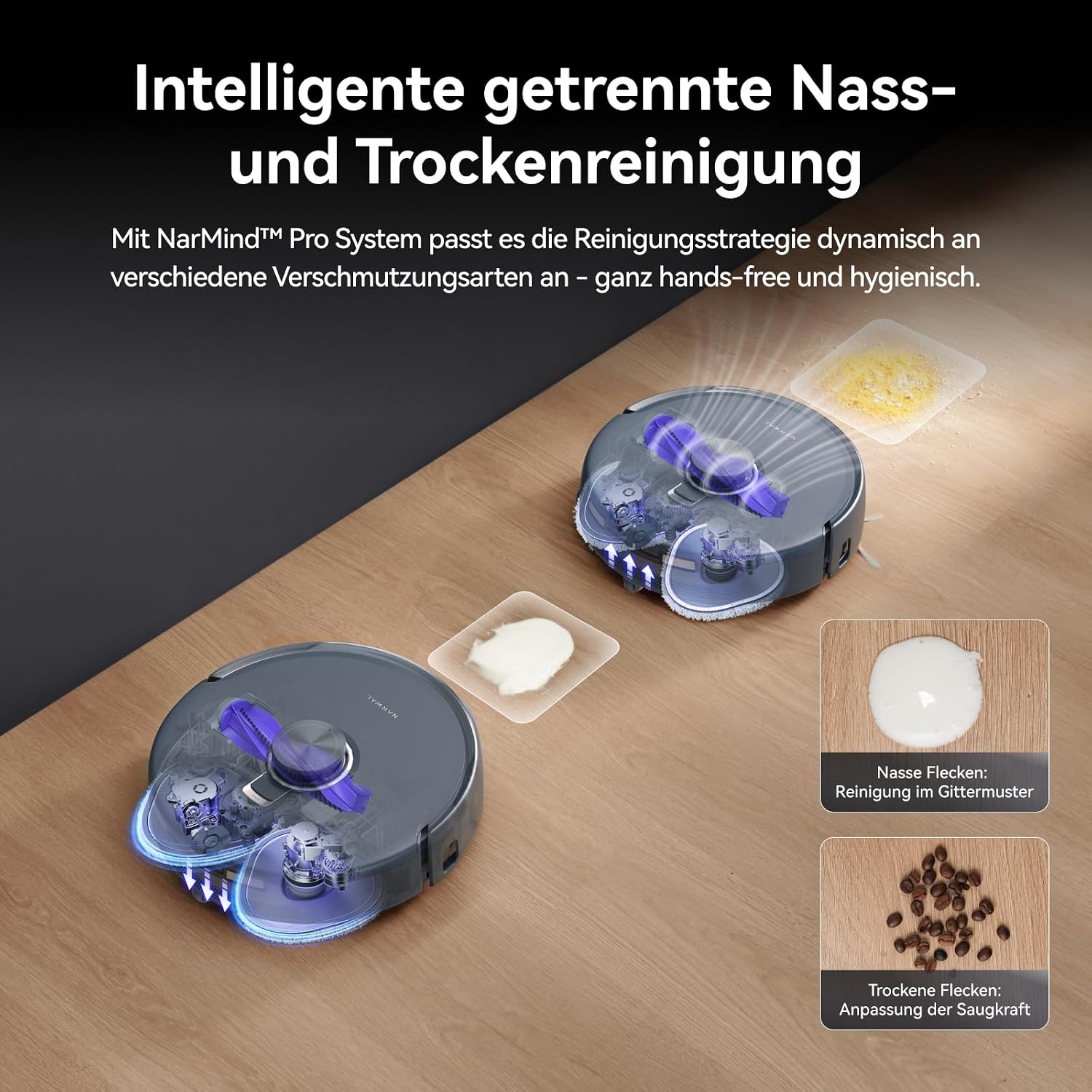 NARWAL Freo Z10 Ultra Saugroboter mit Wischfunktion, 18.000 Pa Saugleistung, Dynamische Moppausdehnung, Tangle-Free System, Intelligente Nass-Trocken-Reinigung, All-in-One-Basisstation Grau z20 – Bild 4
