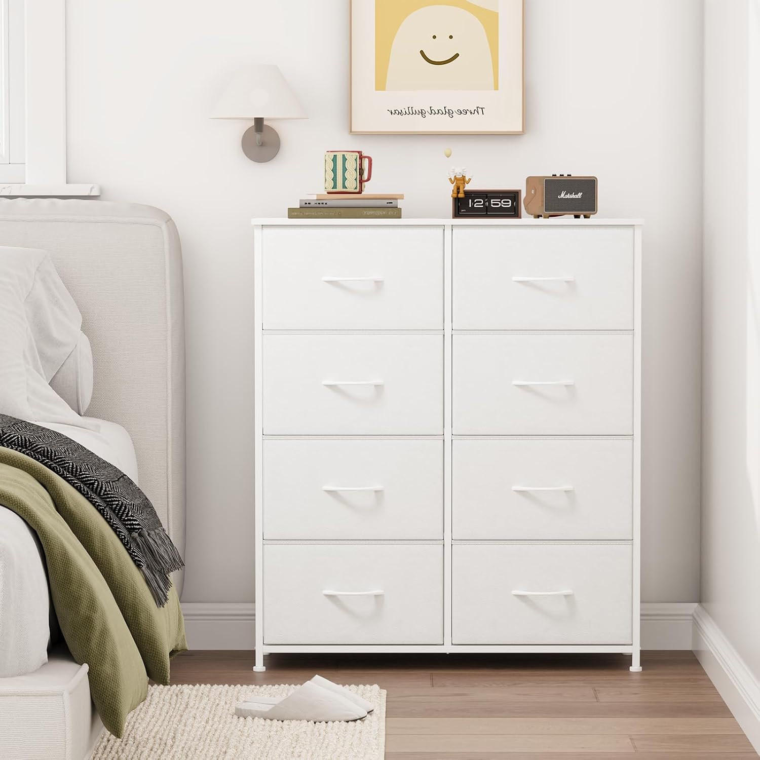 Somdot Kommode mit 8 Stoffschubladen, Schlafzimmer, Weiß – Bild 2