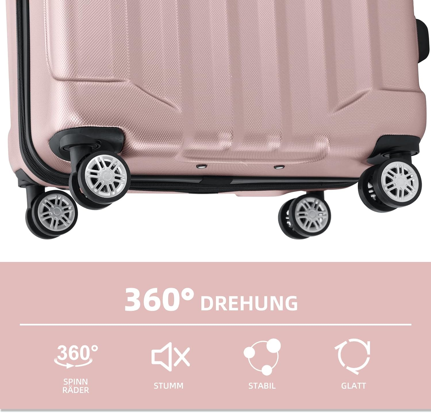 BEIBYE TSA-Schloß 2080 Gepäck Zwillingsrollen Reisekoffer Koffer Trolley Hartschale Dehnungsfuge (Rosa Gold, L) – Bild 8